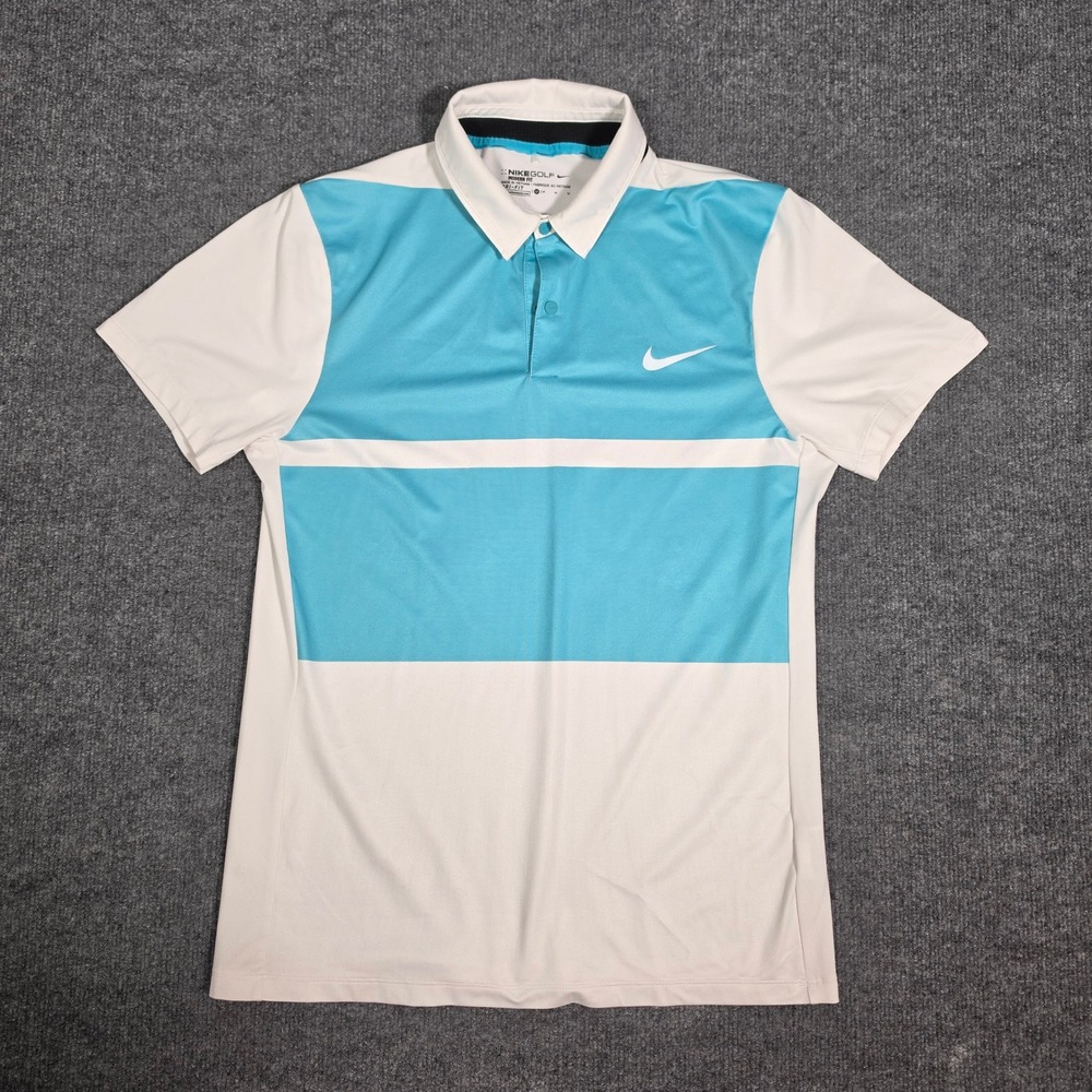 Nike Golf Modern Fit Dri-FIT Polo Shirt Mens Medium Teal White Colorblock 727100